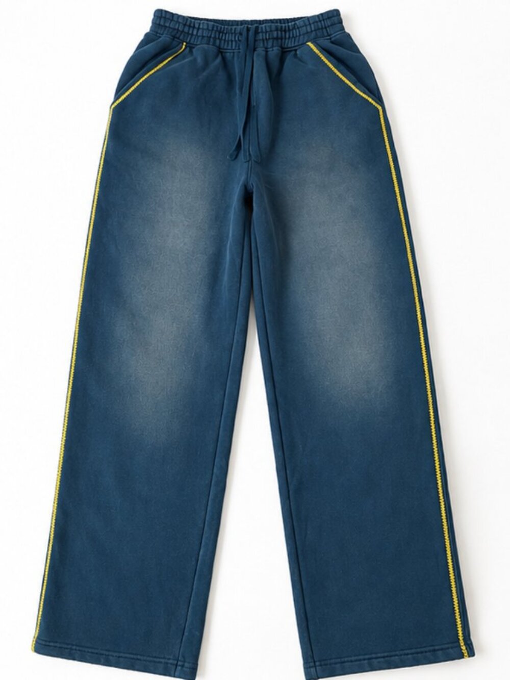 PacSun Ford Teal Wide Leg Sweatpants Men's Small Yellow Stitching